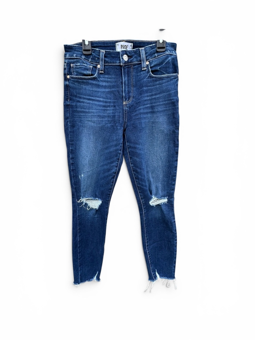 PAIGE Indigo Ripped Skinny Cropped Jeans